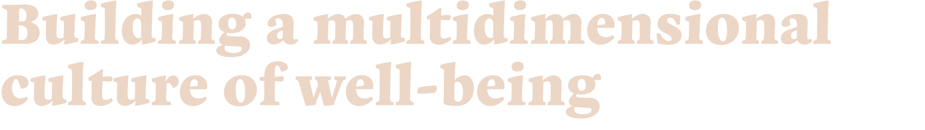 Building a multidimensional culture of well-being
