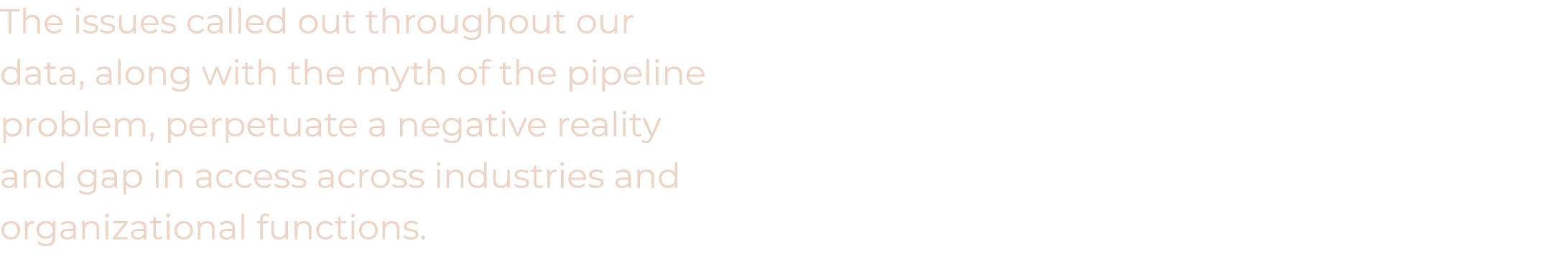 The issues called out throughout our data, along with the myth of the pipeline problem, perpetuate a negative reality...