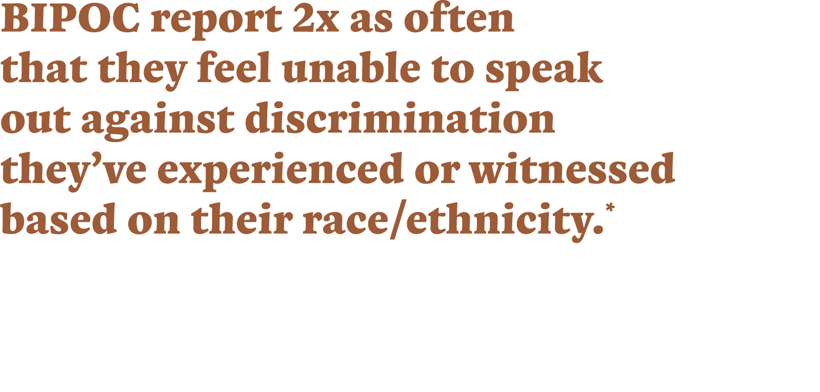 BIPOC report 2x as often that they feel unable to speak out against discrimination they’ve experienced or witnessed b...