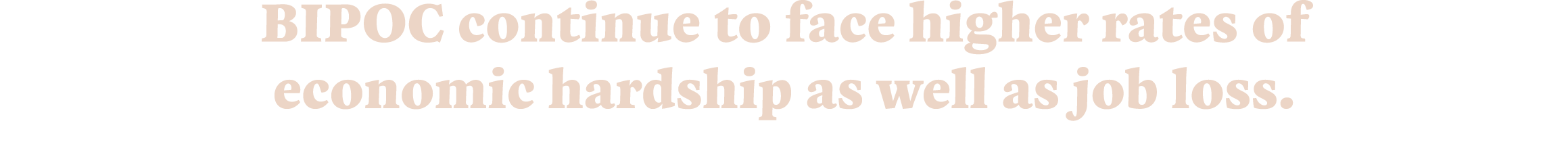 BIPOC continue to face higher rates of economic hardship as well as job loss.