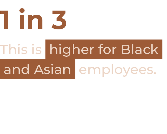 1 in 3 This is higher for Black and Asian employees.