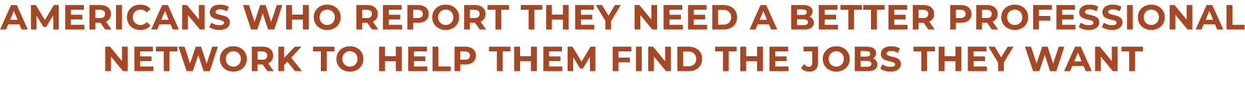 AMERICANS who Report they need a better professional network to help them find the jobs they want