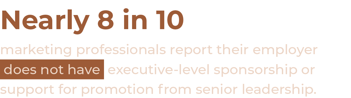 Nearly 8 in 10 marketing professionals report their employer does not have executive-level sponsorship or support fo...