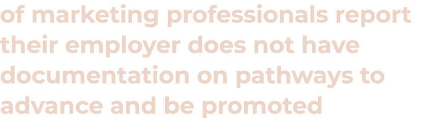 of marketing professionals report their employer does not have documentation on pathways to advance and be promoted 