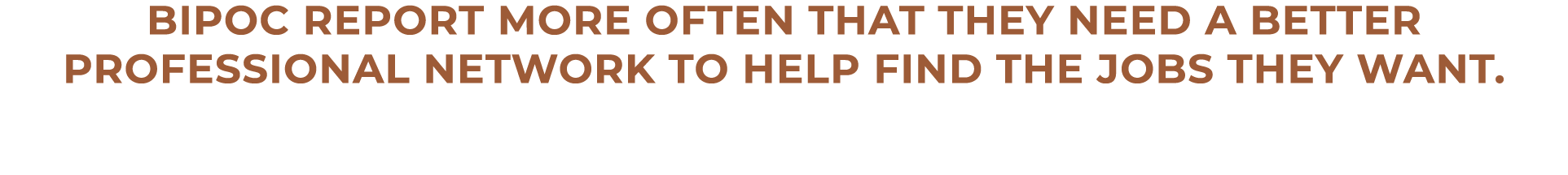 BIPOC report more often that they need a better professional network to help find the jobs they want.