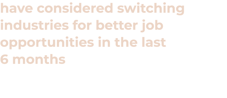 have considered switching industries for better job opportunities in the last 6 months