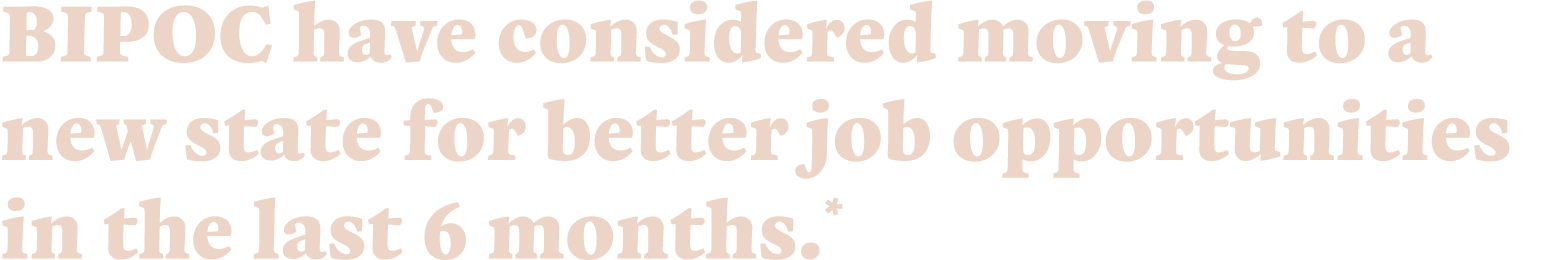 BIPOC have considered moving to a new state for better job opportunities in the last 6 months.*