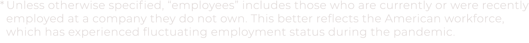* Unless otherwise specified, “employees” includes those who are currently or were recently employed at a company the...