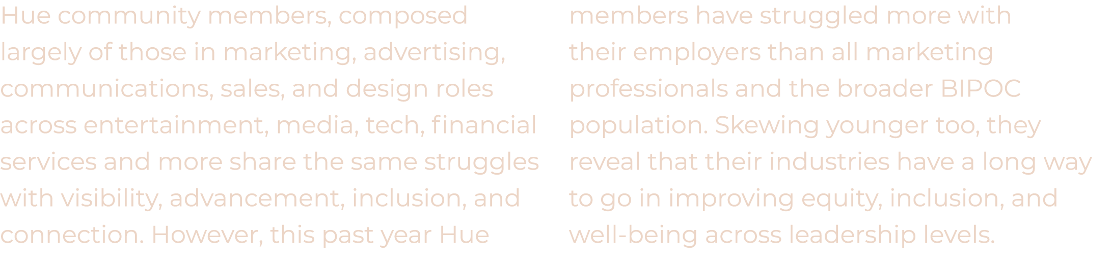 Hue community members, composed largely of those in marketing, advertising, communications, sales, and design roles a...
