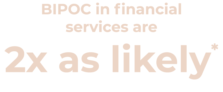 BIPOC in financial services are 2x as likely*